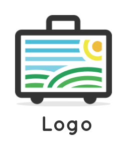 travel logo online line art briefcase landscape