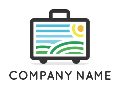 travel logo online line art briefcase landscape