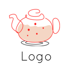 make a restaurant logo line art bubbling teapot