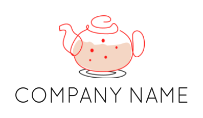 make a restaurant logo line art bubbling teapot