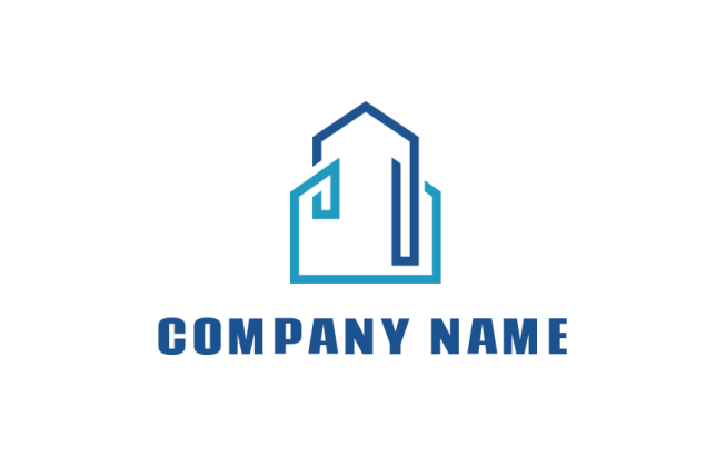design a real estate logo line art building and house - logodesign.net