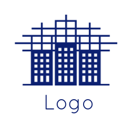 construction logo template line art building in house shape