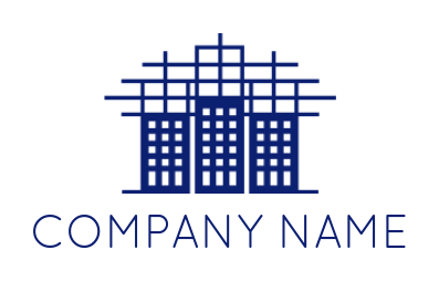 construction logo template line art building in house shape