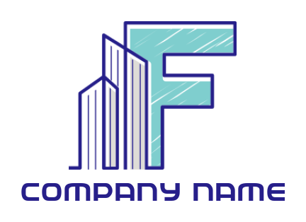 Design a Letter F logo building line art in letter F 