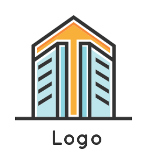 real estate logo line art buildings form arrow