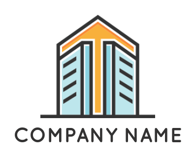 real estate logo line art buildings form arrow
