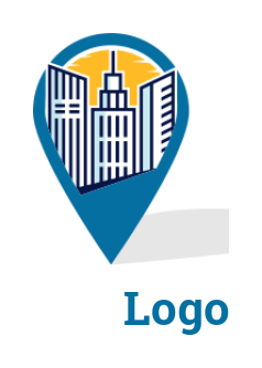 real estate logo line art buildings in location