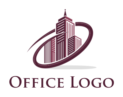 real estate logo line art buildings in swoosh