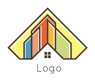 real estate logo line art buildings gable roof