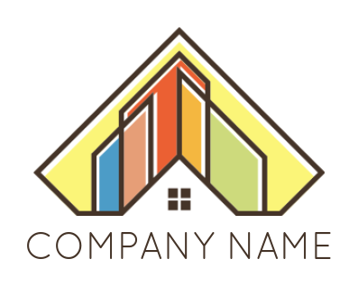 real estate logo line art buildings on gable roof