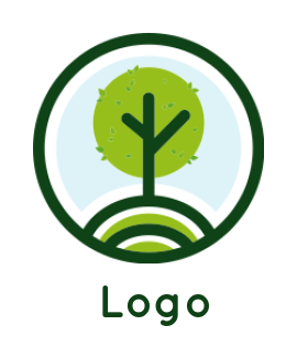 landscape logo line art cactus plant in circle