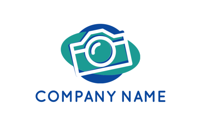 create a photography logo line art camera in ellipses - logodesign.net