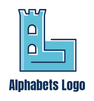 Design a Letter L logo castle line art inside letter L