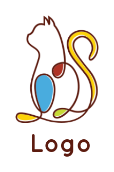 generate a pet logo of a line art cat