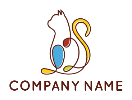 generate a pet logo of a line art cat