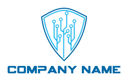  IT logo of line art circuit merged with shield