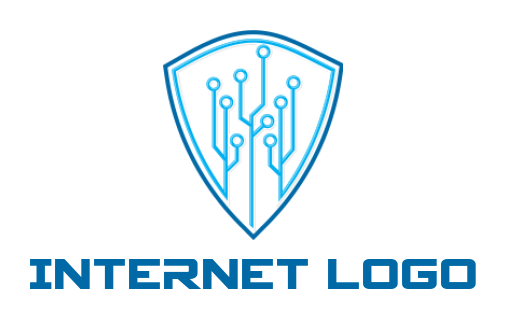  IT logo of line art circuit merged with shield