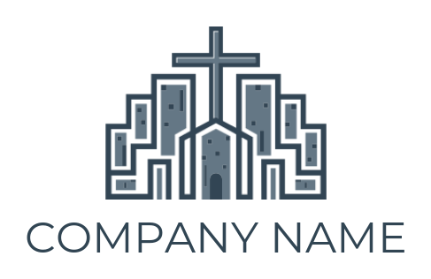 religious logo image line art cityscape in cross - logodesign.net