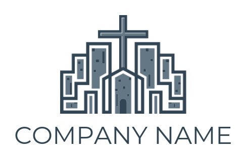 religious logo image line art cityscape in cross - logodesign.net