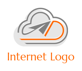 make an internet logo line art cloud with arrow