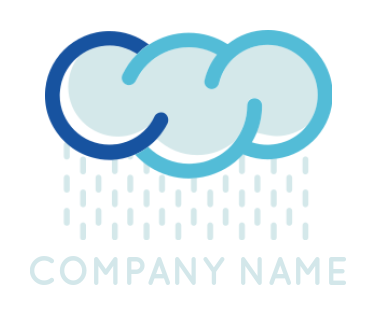 line art cloud with rain forming letter C