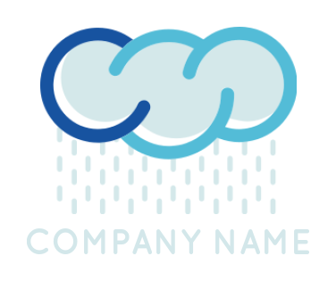 design a Letter C logo line art cloud with rain forming letter C