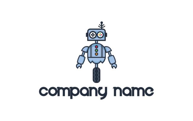 games logo icon line art controller faced robot - logodesign.net
