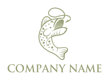 restaurant logo icon line art fish with hook