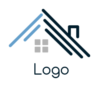 real estate logo line art gable roof with window