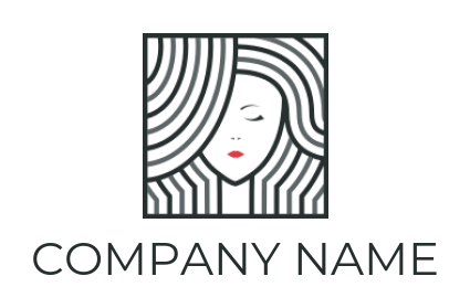 beauty logo of line art girl inside a frame