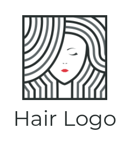 beauty logo of line art girl inside a frame