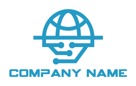 make an IT logo line art globe merged with tech wires