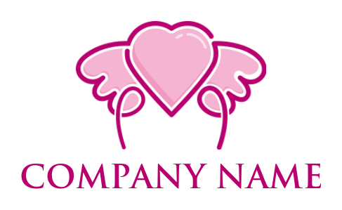 dating logo maker line art heart forming open wings