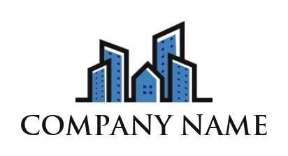 make a real estate logo line art high rise buildings - logodesign.net