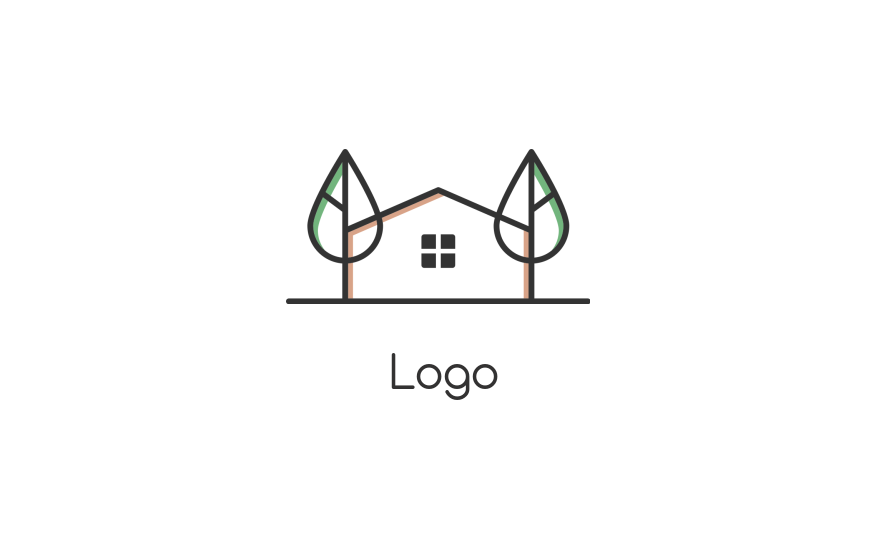property logo maker line art home and tree