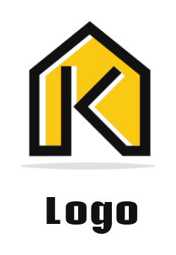 alphabets logo line art home with Letter K
