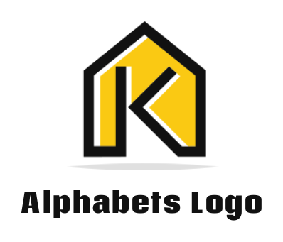 alphabets logo line art home with Letter K