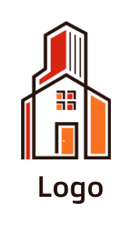 real estate logo maker line art house and building - logodesign.net