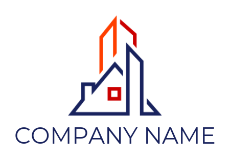 make a real estate logo line art house roof and buildings - logodesign.net