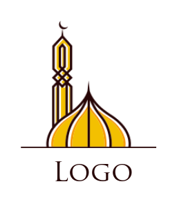 generate a religious logo line art Islamic minaret and dome mosque 