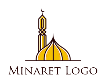 generate a religious logo line art Islamic minaret and dome mosque
