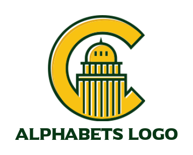 Letter C logo maker courthouse building in letter C 