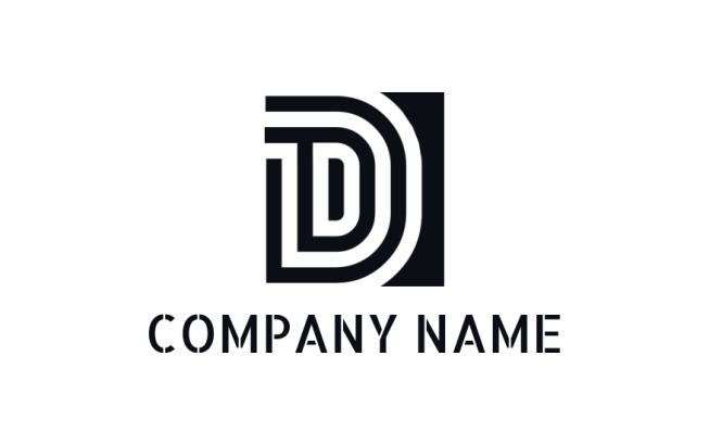 Letter D logo symbol line art letter d inside square