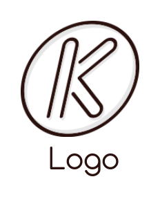 Letter K logo maker line art inside circle