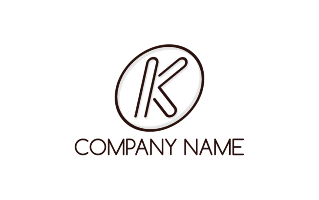 Letter K logo maker line art inside circle