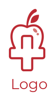 line art symbol medical sign merged with apple 