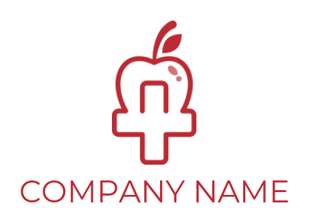 line art logo symbol medical sign merged with apple 