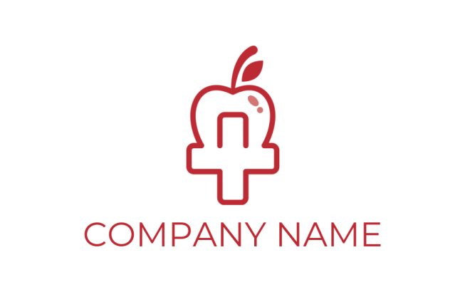 line art logo symbol medical sign merged with apple 