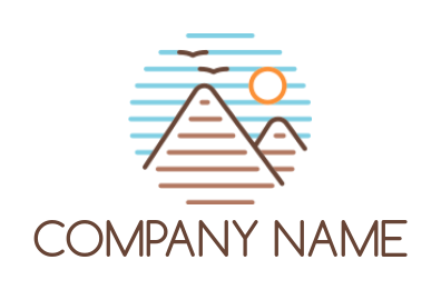 landscape logo line art mountains with sun