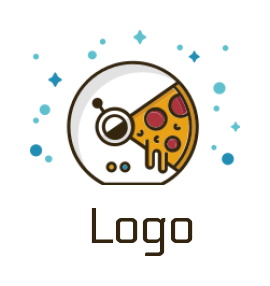food logo line art pac-man with pizza slice